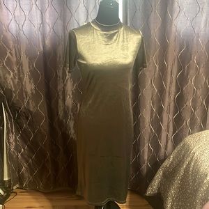 Velour midi mock neck dress